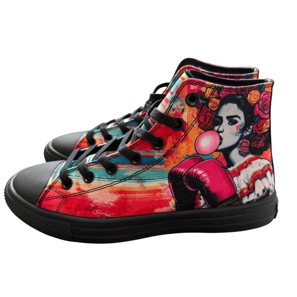 House of Chicasos Shoes - House of Chingasos High Top Sneakers 7.5W / 6M Frida Boxing‎ Serape Print  Rare